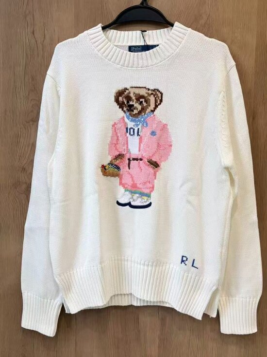 Polo Ralph Lauren Sweaters - Polo Ralph Lauren Picnic Bear White Knit Sweater